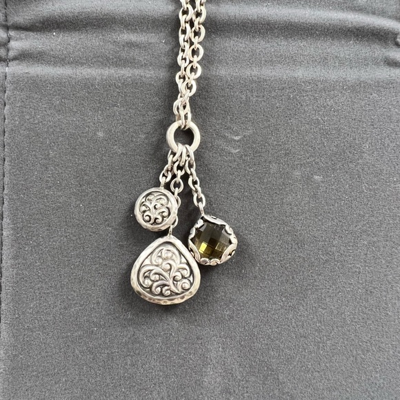 Lois Hill 3 strand drop citrine sterling silver necklace